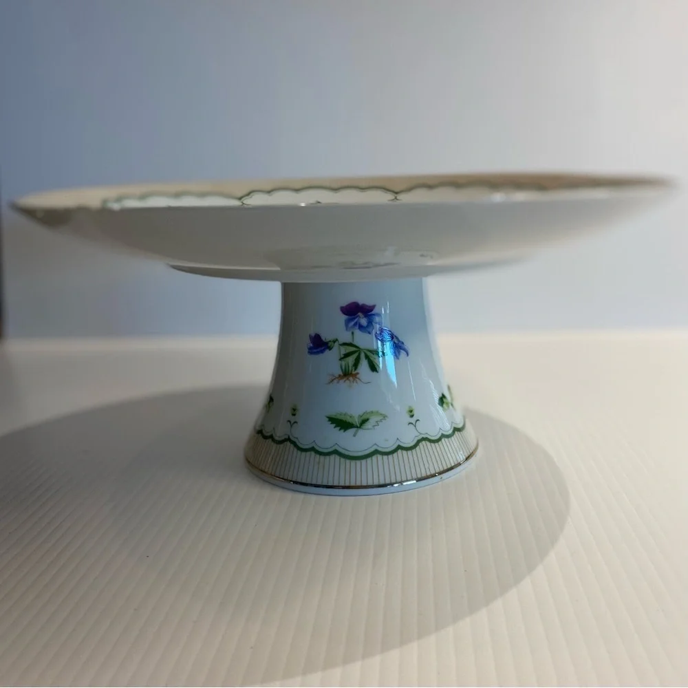 Vintage Georges Briard Mid-Century Victorian Garden Pedestal Cake Stand w/server
